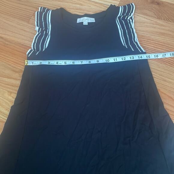 LOFT Black Ruffle Sleeveless Swing Dress - Size Small Petite - Picture 6 of 7